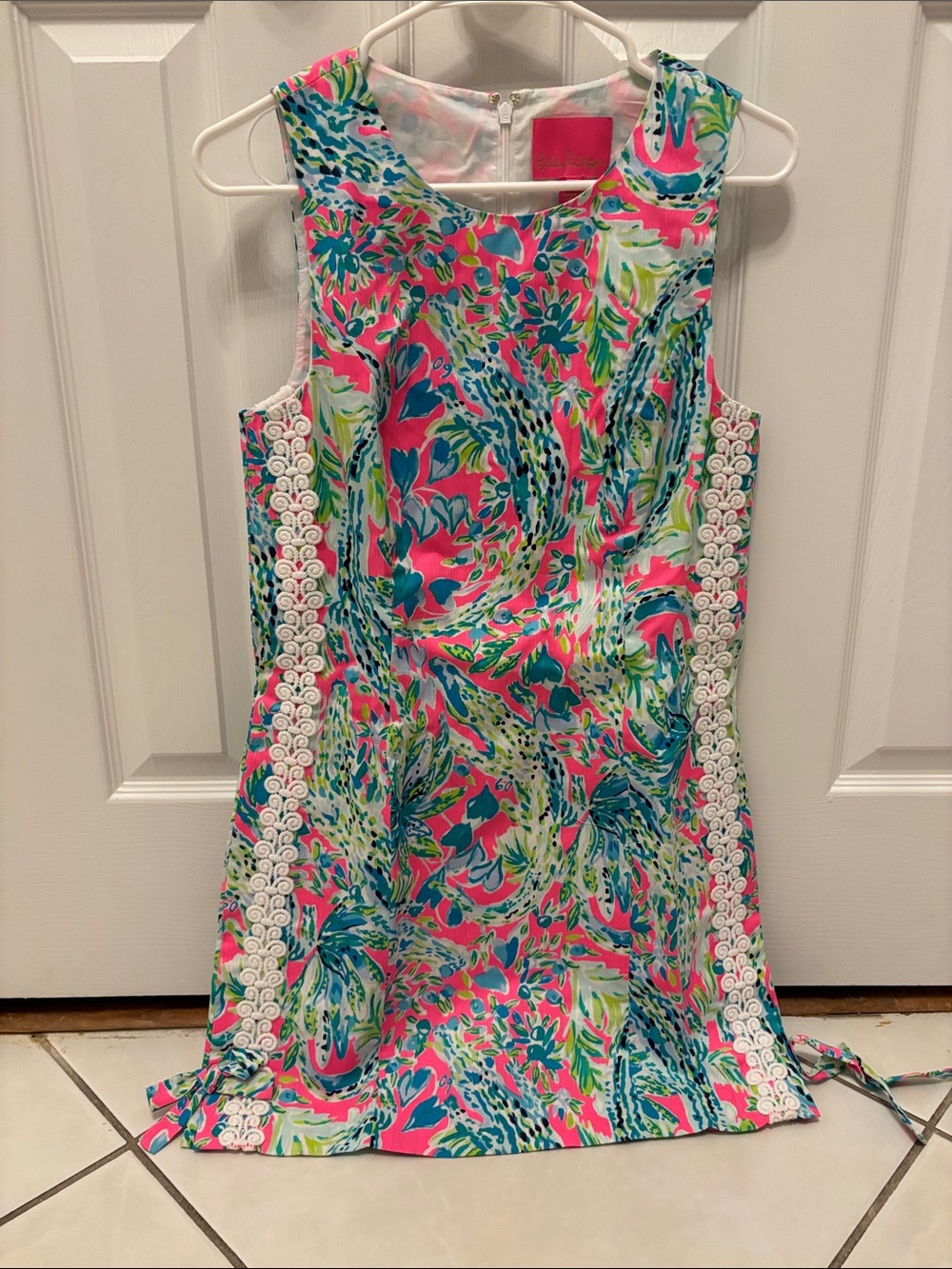 Lilly Pulitzer Tropical Floral Shift Dress in Pink, Green & Blue